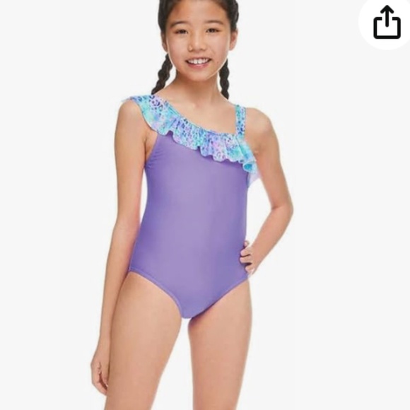 Speedo Girls  One Piece Swimsuit Coral Pink with Star Ruffle Size 6 NWOT - Picture 9 of 9